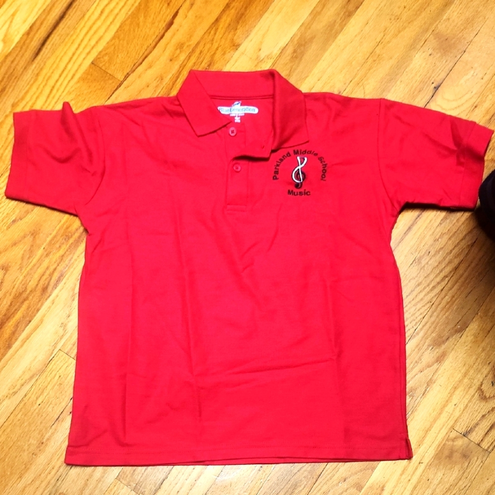 Red Kids Band Polo Shirt 14-16, EUC